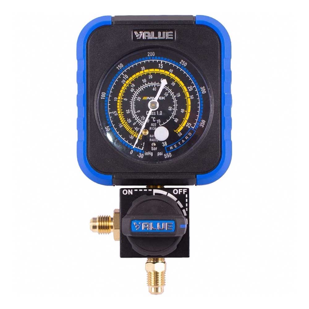 گیج منیفولد تکی شارژ گاز نیم دور آبی فشار پایین برند والیو VALUE مدل VRM1-B-0404