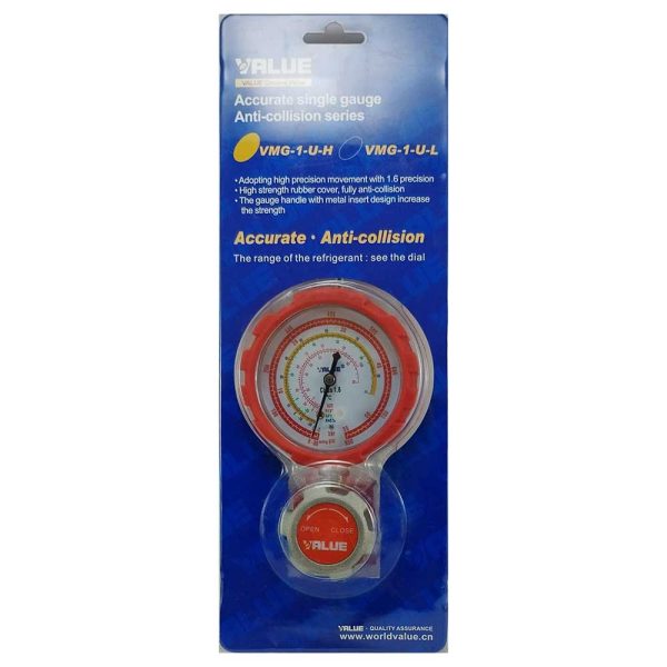 گیج منیفولد تکی شارژ گاز قرمز ولیو مدل Value VMG-1-U-H