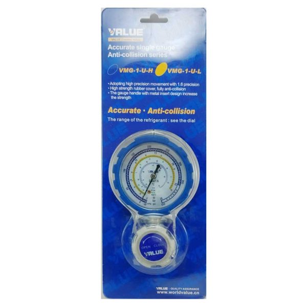 گیج منیفولد تکی شارژ گاز آبی ولیو مدل Value VMG-1-U-L
