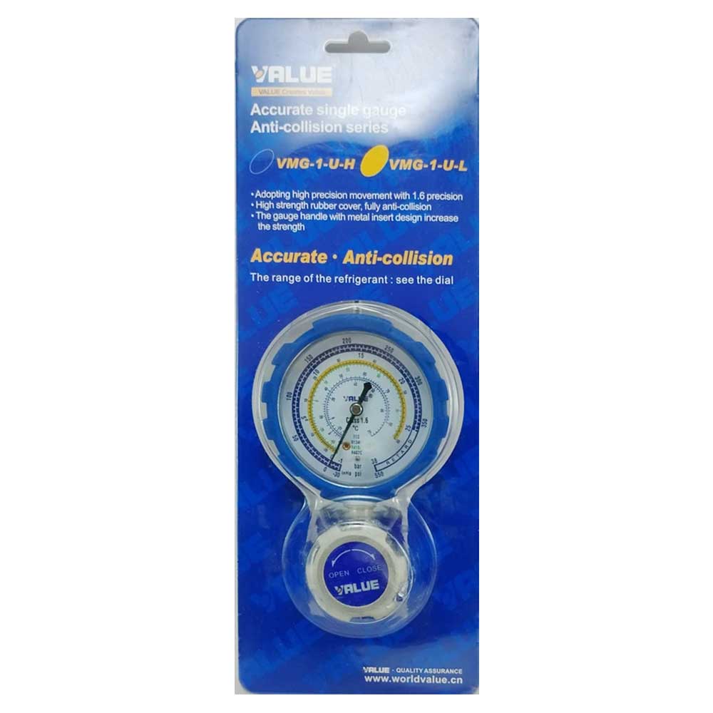 گیج منیفولد تکی شارژ گاز آبی ولیو مدل Value VMG-1-U-L