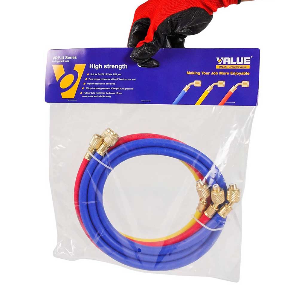 بسته ۳ عددی شیلنگ شارژ گاز ولیو مدل VRP-U سایز ۱۲۰ سانتیمتر